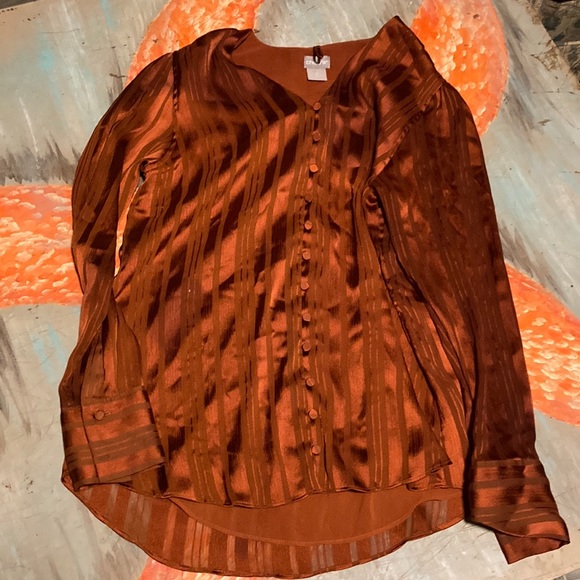 Button down rust blouse - Picture 1 of 4